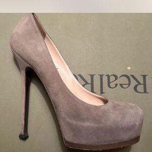 YSL platform grey pumps